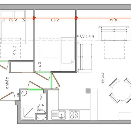 Spacieux, 8 Personnes, 3 Chambres, 1 Mezzanine - Isaline11 Lejlighed